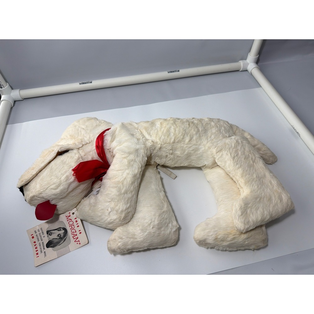 Vintage Morgan the Basset Hound Plush Dog 22 Inch NOS Mid Century TV Star Tag